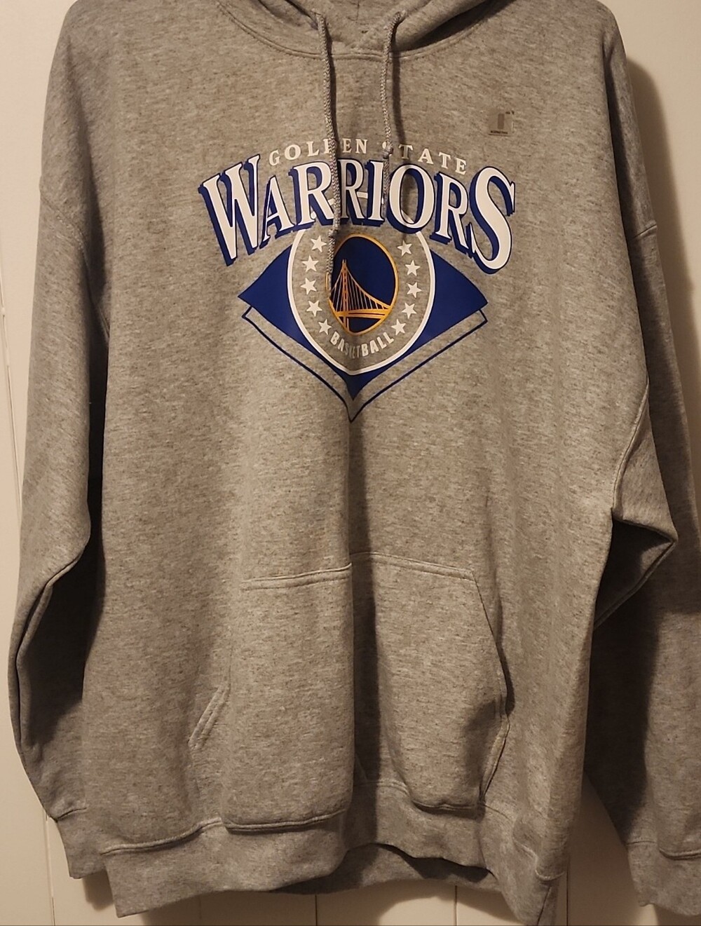 NBA Gray Warriors Zip-Up Hoodie with Blue & Gold Logo